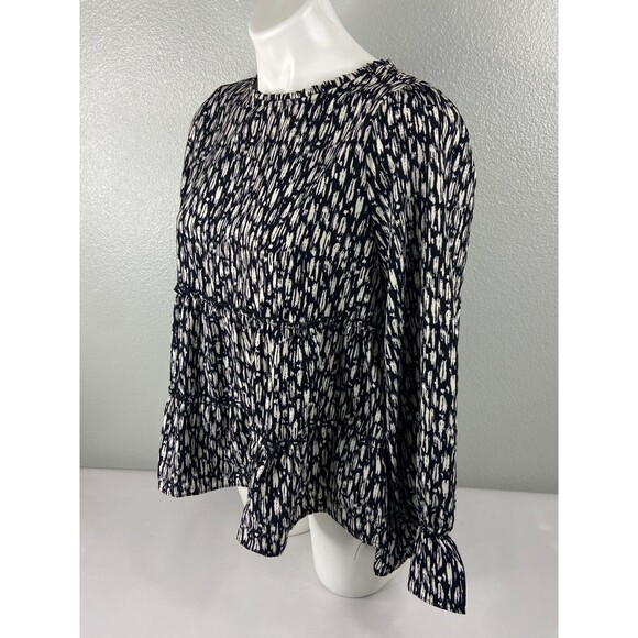 New In Collection Women Large Tiered Ruffle Top Black White Abstract NWT - Picture 4 of 10